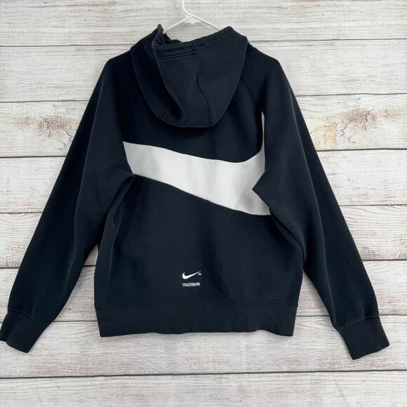 Nike Sportswear Swoosh Tech Fleece Pullover Hoodie Mens Medium Black White - Picture 2 of 13